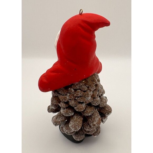 Vintage Pinecone Santa Claus Christmas Tree Ornament Glitter Accents Rustic - Picture 2 of 8